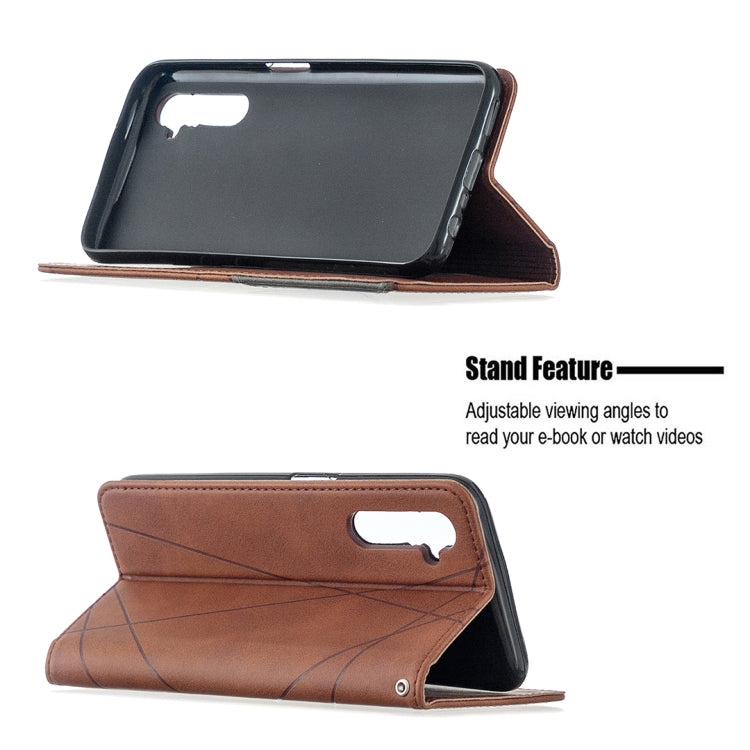For OPPO Realme 6 Rhombus Texture Horizontal Flip Magnetic Leather Case with Holder & Card Slots