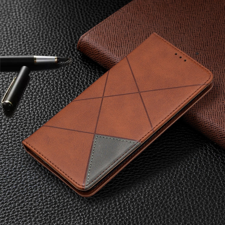 For OPPO Realme 6 Rhombus Texture Horizontal Flip Magnetic Leather Case with Holder & Card Slots