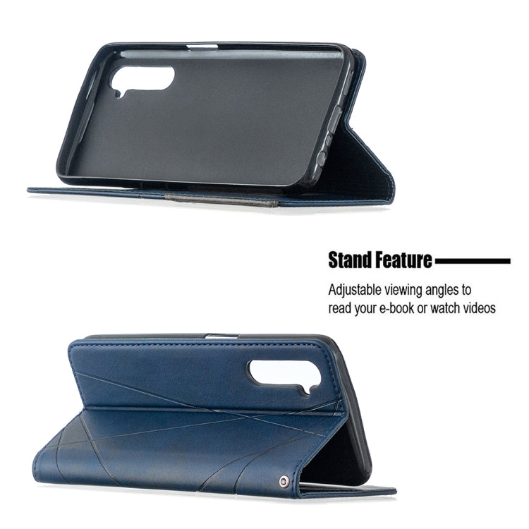 For OPPO Realme 6 Rhombus Texture Horizontal Flip Magnetic Leather Case with Holder & Card Slots