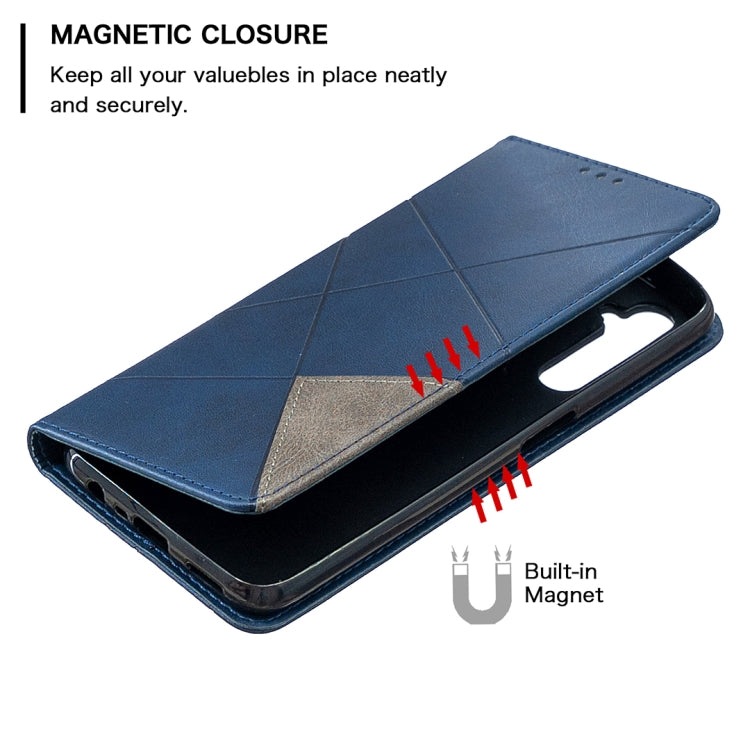 For OPPO Realme 6 Rhombus Texture Horizontal Flip Magnetic Leather Case with Holder & Card Slots