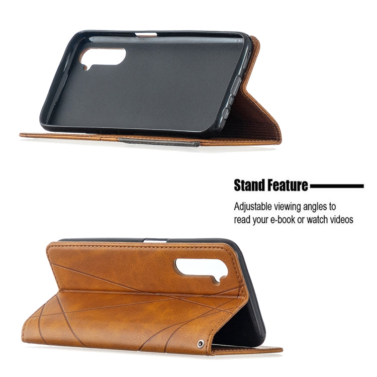 For OPPO Realme 6 Rhombus Texture Horizontal Flip Magnetic Leather Case with Holder & Card Slots