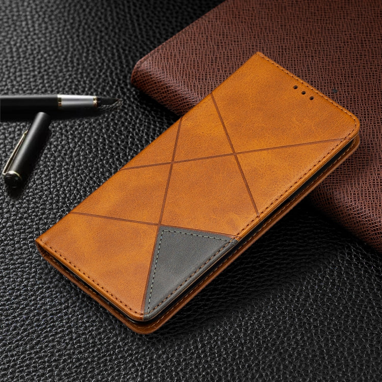 For OPPO Realme 6 Rhombus Texture Horizontal Flip Magnetic Leather Case with Holder & Card Slots