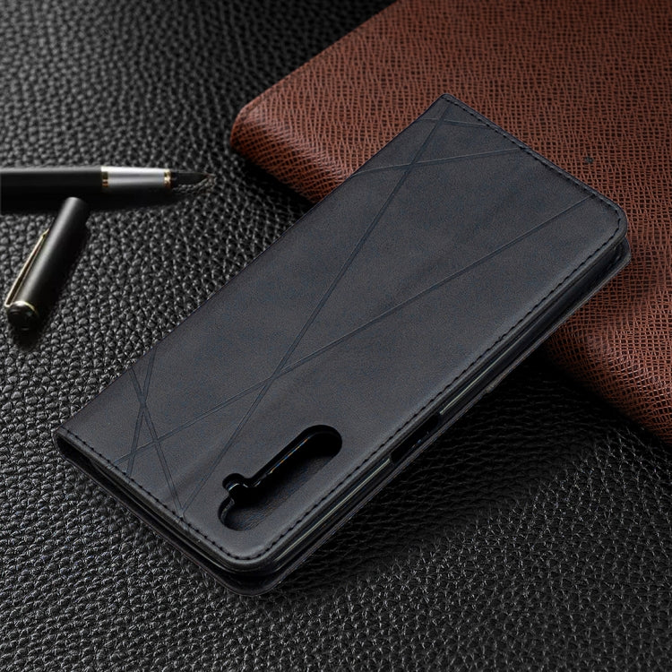 For OPPO Realme 6 Pro Rhombus Texture Horizontal Flip Magnetic Leather Case with Holder & Card Slots
