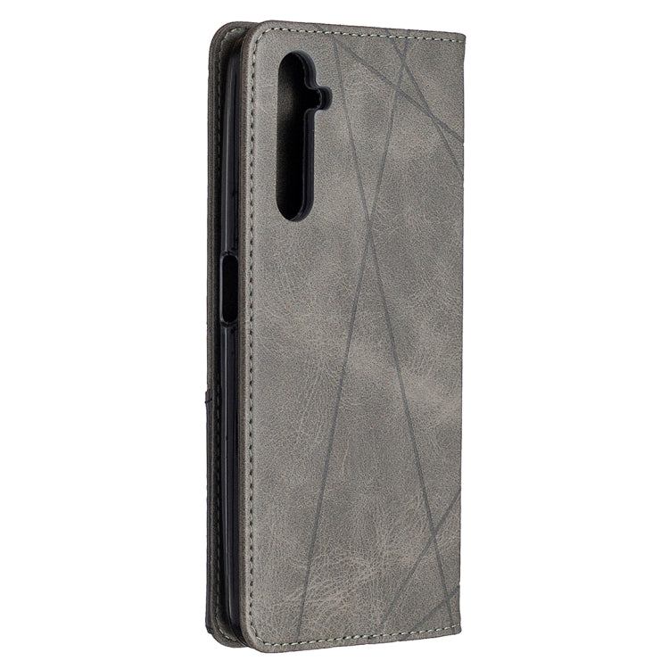 For OPPO Realme 6 Pro Rhombus Texture Horizontal Flip Magnetic Leather Case with Holder & Card Slots