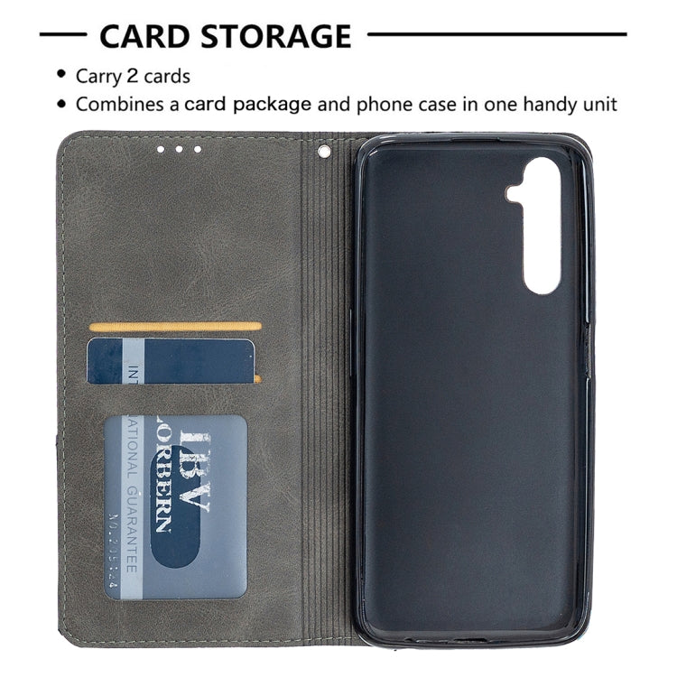 For OPPO Realme 6 Pro Rhombus Texture Horizontal Flip Magnetic Leather Case with Holder & Card Slots