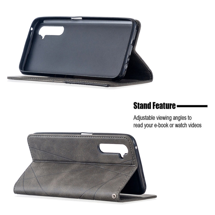 For OPPO Realme 6 Pro Rhombus Texture Horizontal Flip Magnetic Leather Case with Holder & Card Slots