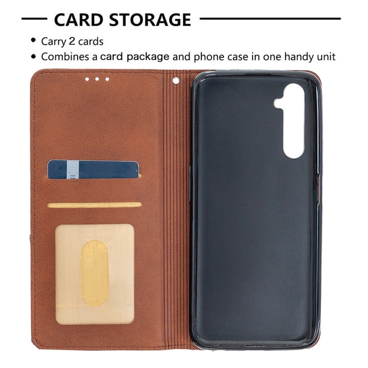 For OPPO Realme 6 Pro Rhombus Texture Horizontal Flip Magnetic Leather Case with Holder & Card Slots