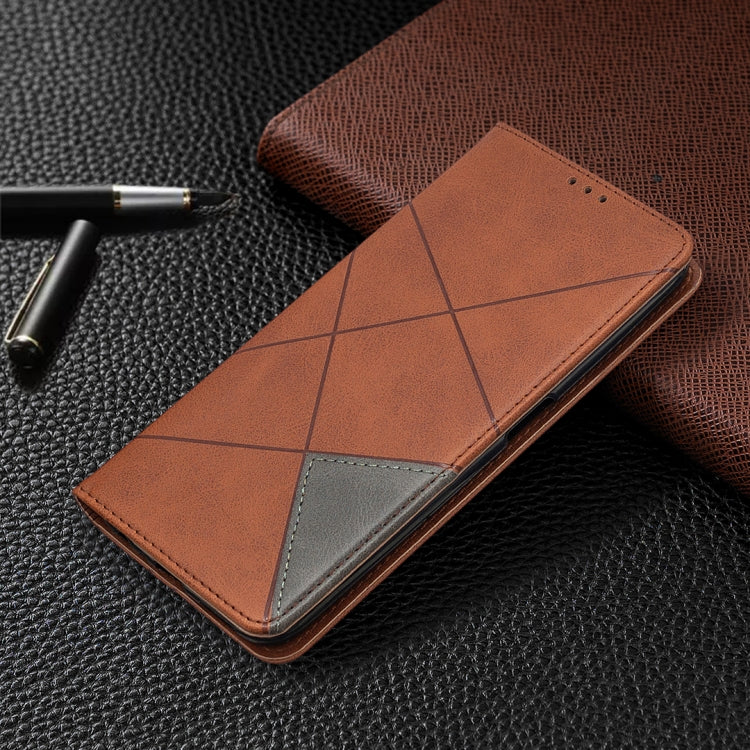 For OPPO Realme 6 Pro Rhombus Texture Horizontal Flip Magnetic Leather Case with Holder & Card Slots