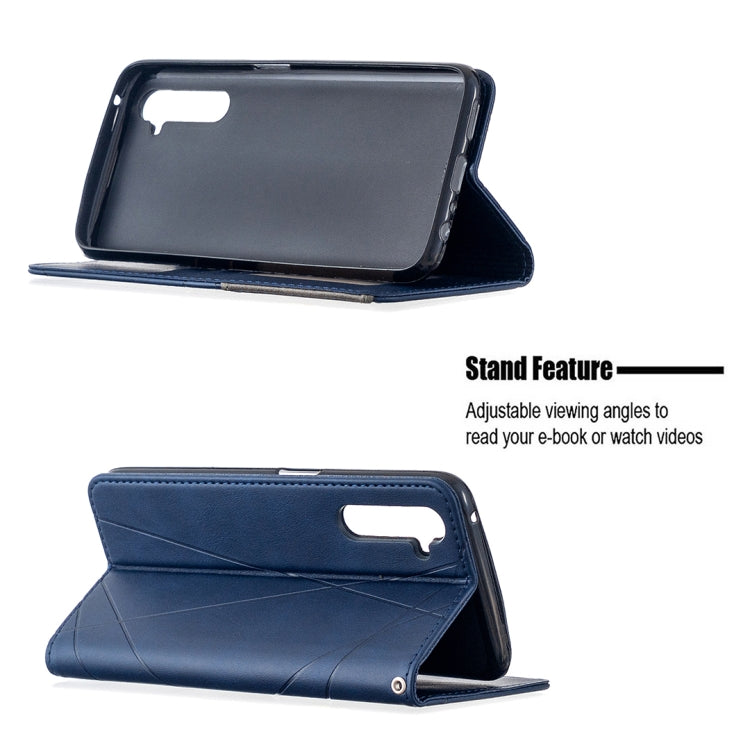 For OPPO Realme 6 Pro Rhombus Texture Horizontal Flip Magnetic Leather Case with Holder & Card Slots