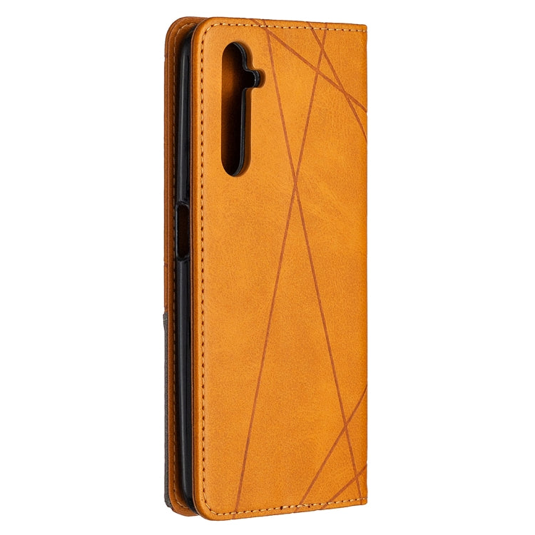 For OPPO Realme 6 Pro Rhombus Texture Horizontal Flip Magnetic Leather Case with Holder & Card Slots