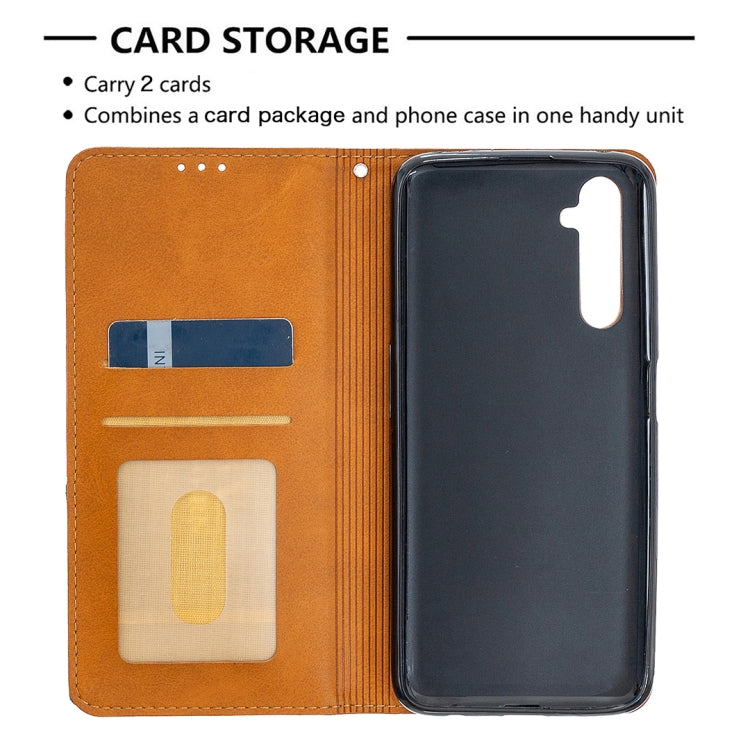 For OPPO Realme 6 Pro Rhombus Texture Horizontal Flip Magnetic Leather Case with Holder & Card Slots