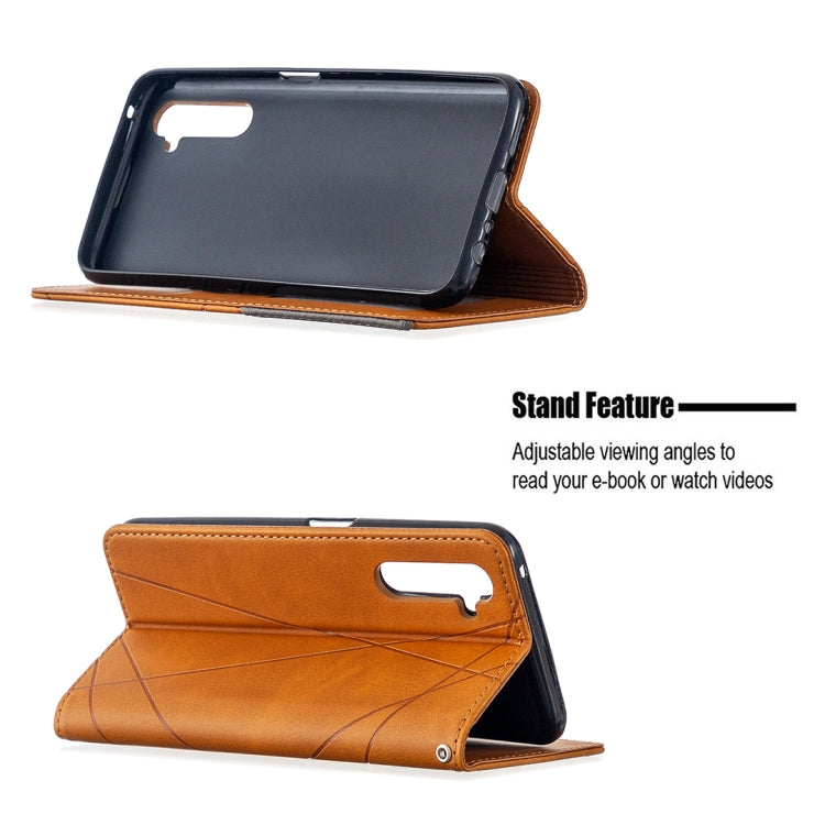 For OPPO Realme 6 Pro Rhombus Texture Horizontal Flip Magnetic Leather Case with Holder & Card Slots