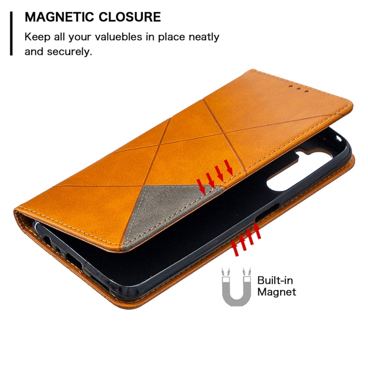 For OPPO Realme 6 Pro Rhombus Texture Horizontal Flip Magnetic Leather Case with Holder & Card Slots