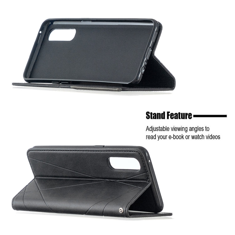 For OPPO Reno3 Pro Rhombus Texture Horizontal Flip Magnetic Leather Case with Holder & Card Slots