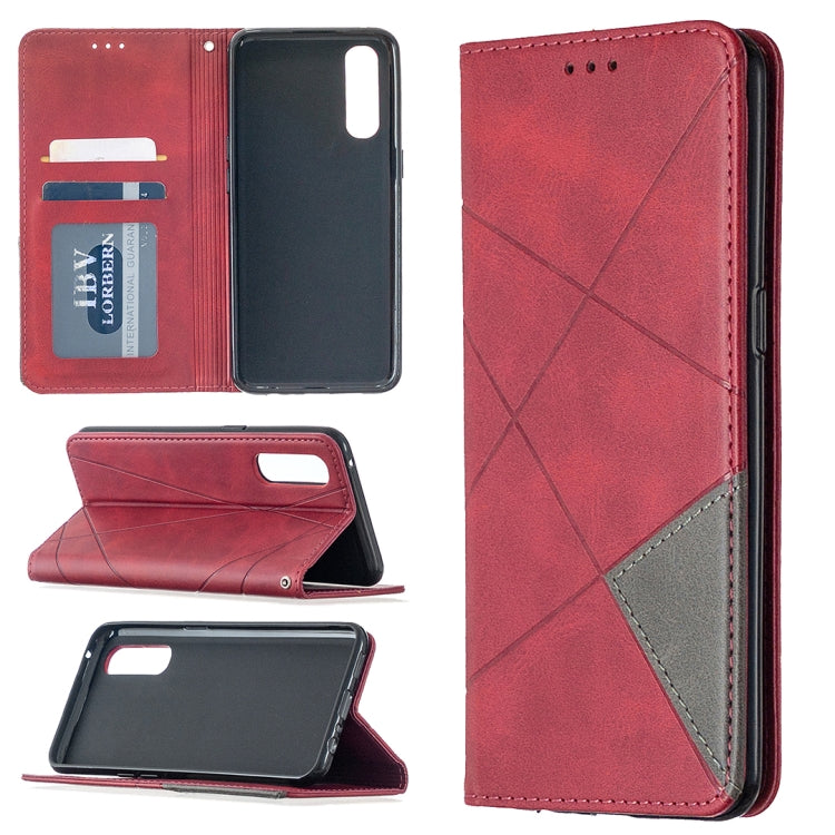 For OPPO Reno3 Pro Rhombus Texture Horizontal Flip Magnetic Leather Case with Holder & Card Slots