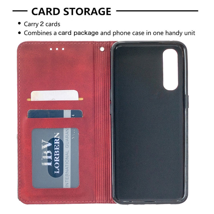 For OPPO Reno3 Pro Rhombus Texture Horizontal Flip Magnetic Leather Case with Holder & Card Slots