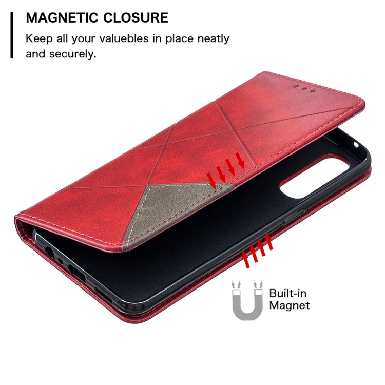 For OPPO Reno3 Pro Rhombus Texture Horizontal Flip Magnetic Leather Case with Holder & Card Slots