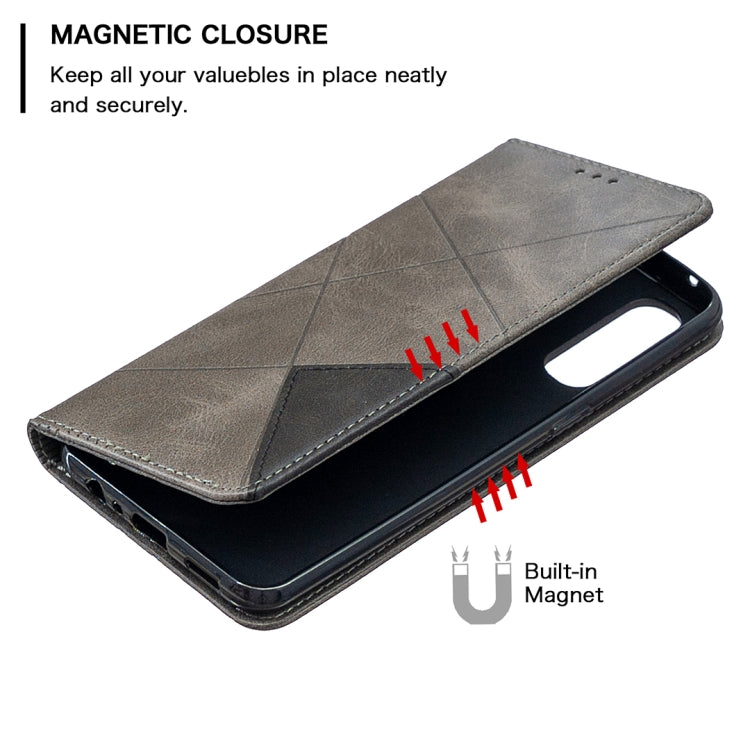 For OPPO Reno3 Pro Rhombus Texture Horizontal Flip Magnetic Leather Case with Holder & Card Slots