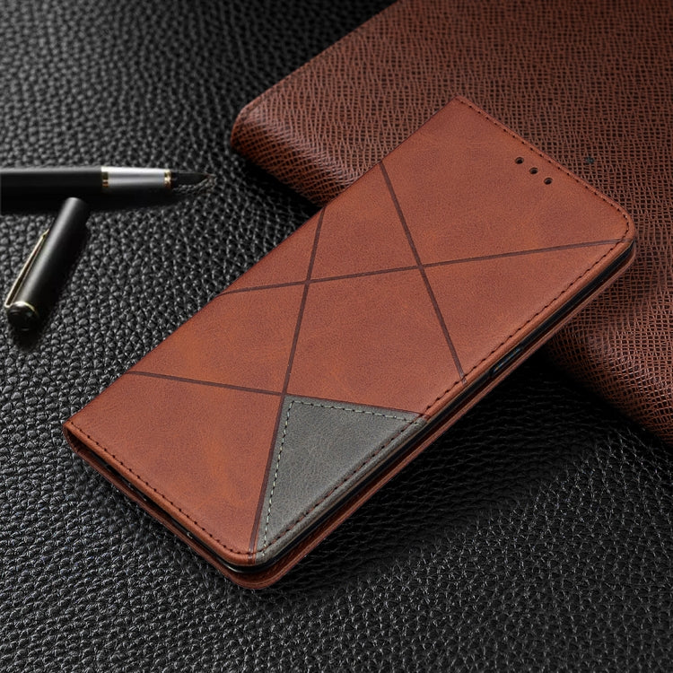 For OPPO Reno3 Pro Rhombus Texture Horizontal Flip Magnetic Leather Case with Holder & Card Slots