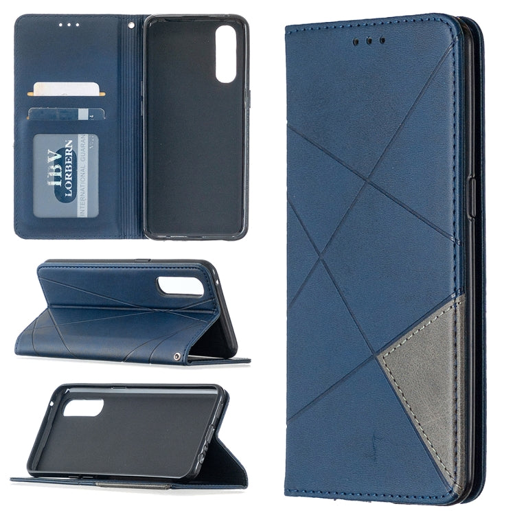For OPPO Reno3 Pro Rhombus Texture Horizontal Flip Magnetic Leather Case with Holder & Card Slots