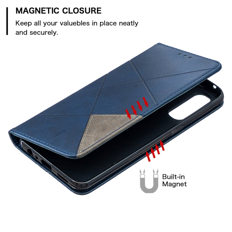 For OPPO Reno3 Pro Rhombus Texture Horizontal Flip Magnetic Leather Case with Holder & Card Slots