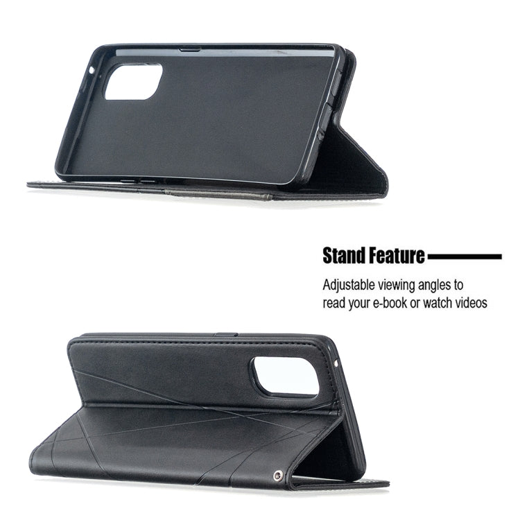 For OPPO Reno4 Pro 5G Rhombus Texture Horizontal Flip Magnetic Leather Case with Holder & Card Slots