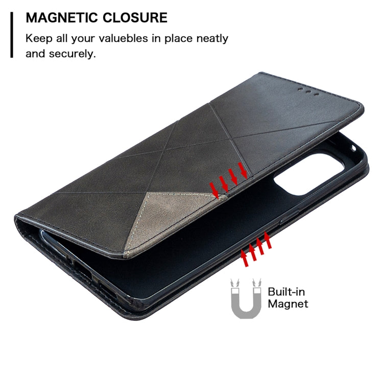 For OPPO Reno4 Pro 5G Rhombus Texture Horizontal Flip Magnetic Leather Case with Holder & Card Slots