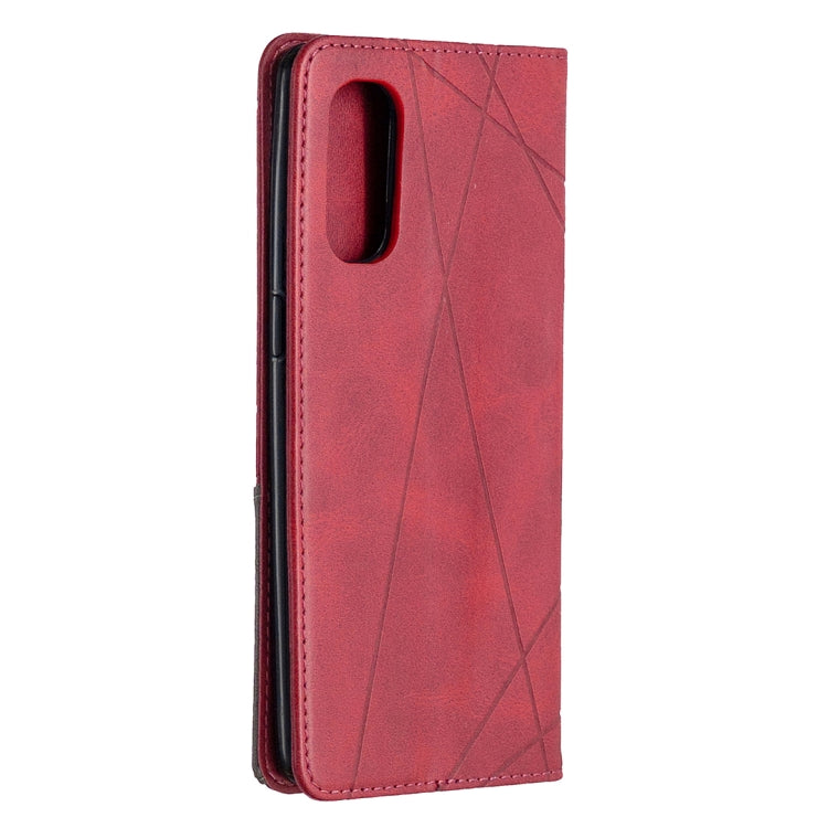 For OPPO Reno4 Pro 5G Rhombus Texture Horizontal Flip Magnetic Leather Case with Holder & Card Slots