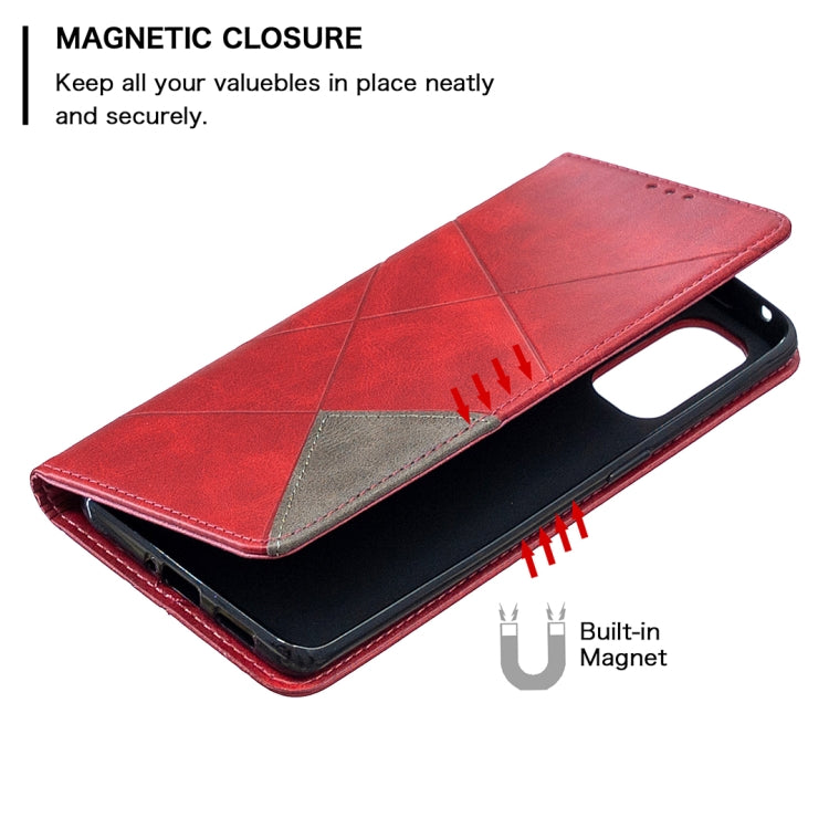 For OPPO Reno4 Pro 5G Rhombus Texture Horizontal Flip Magnetic Leather Case with Holder & Card Slots