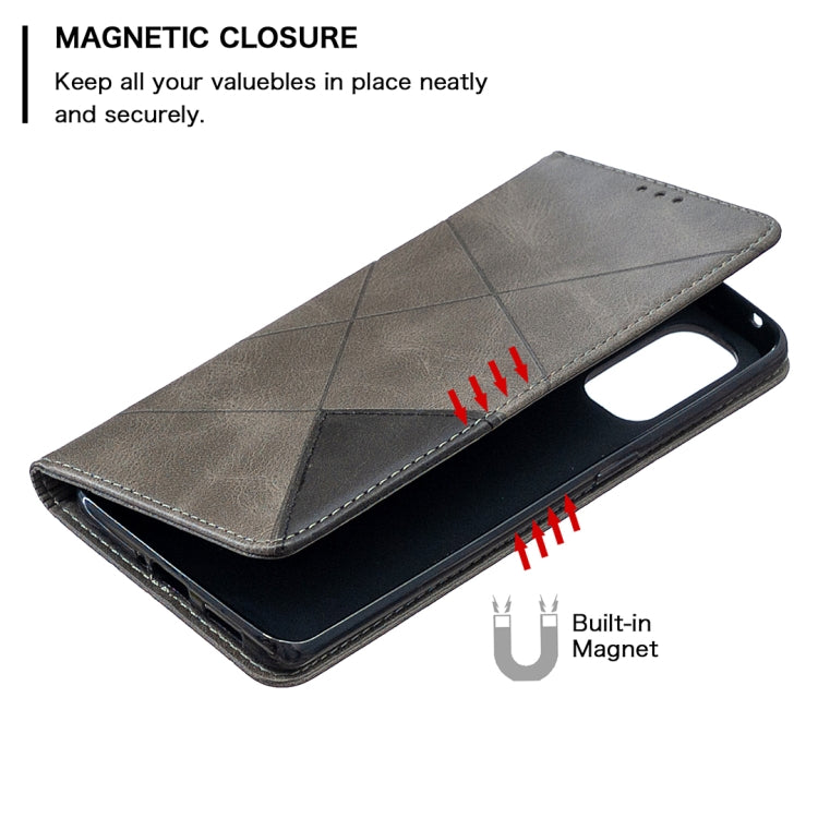 For OPPO Reno4 Pro 5G Rhombus Texture Horizontal Flip Magnetic Leather Case with Holder & Card Slots