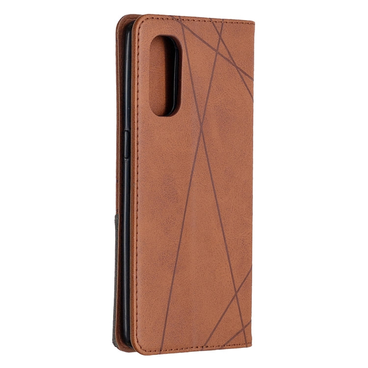 For OPPO Reno4 Pro 5G Rhombus Texture Horizontal Flip Magnetic Leather Case with Holder & Card Slots