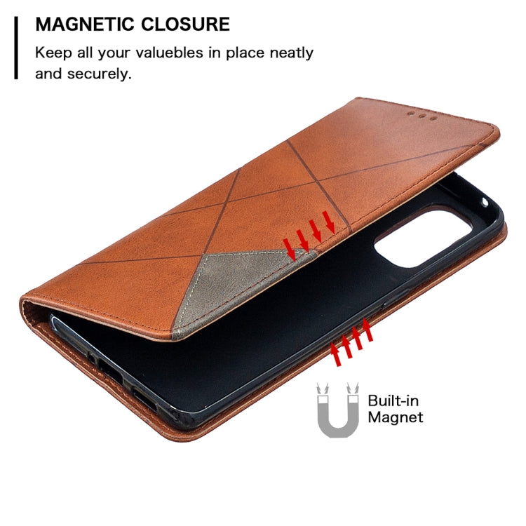 For OPPO Reno4 Pro 5G Rhombus Texture Horizontal Flip Magnetic Leather Case with Holder & Card Slots