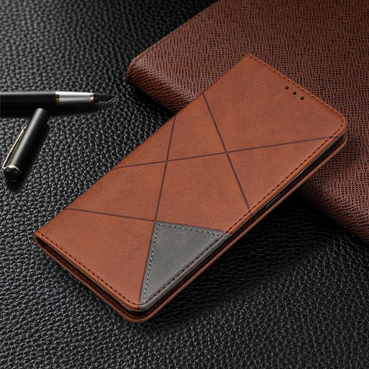 For OPPO Reno4 Pro 5G Rhombus Texture Horizontal Flip Magnetic Leather Case with Holder & Card Slots