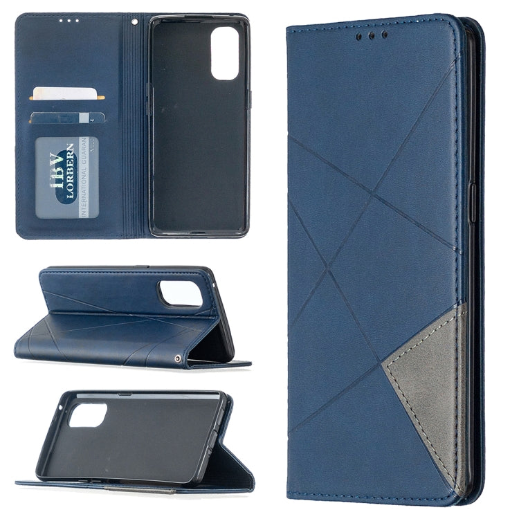 For OPPO Reno4 Pro 5G Rhombus Texture Horizontal Flip Magnetic Leather Case with Holder & Card Slots