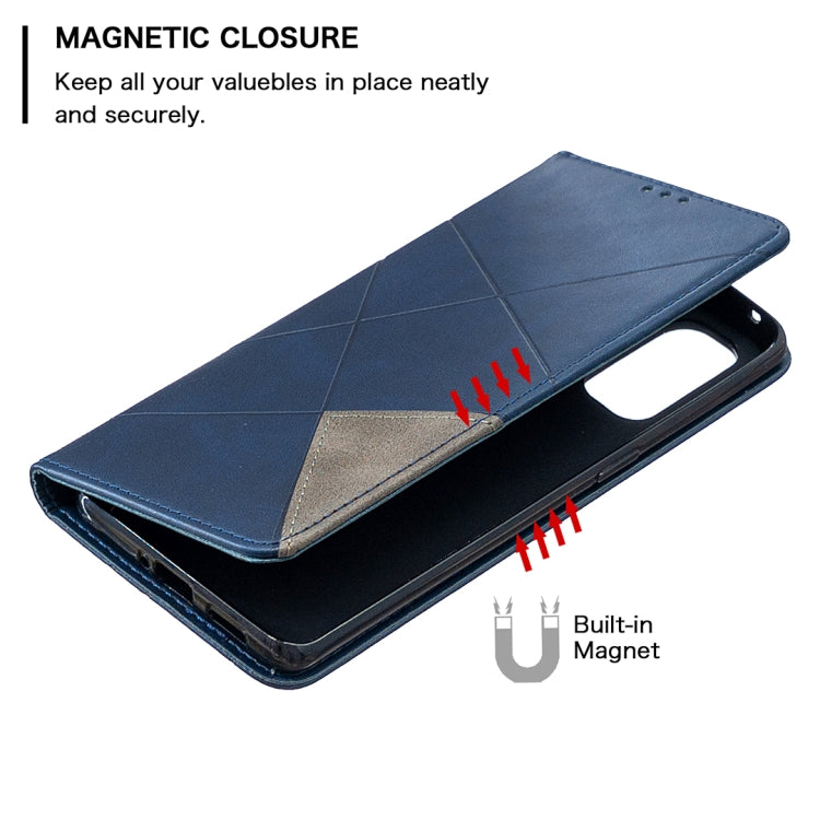 For OPPO Reno4 Pro 5G Rhombus Texture Horizontal Flip Magnetic Leather Case with Holder & Card Slots