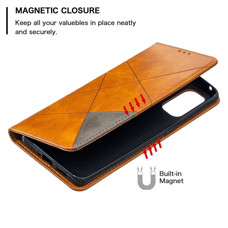 For OPPO Reno4 Pro 5G Rhombus Texture Horizontal Flip Magnetic Leather Case with Holder & Card Slots