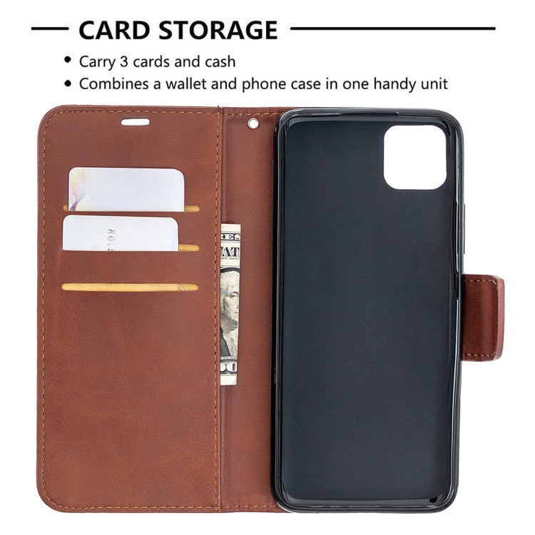 For OPPO Realme C11 Retro Lambskin Texture Pure Color Horizontal Flip PU Leather Case, with Holder & Card Slots & Wallet & Lanyard