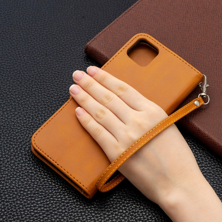 For OPPO Realme C11 Retro Lambskin Texture Pure Color Horizontal Flip PU Leather Case, with Holder & Card Slots & Wallet & Lanyard