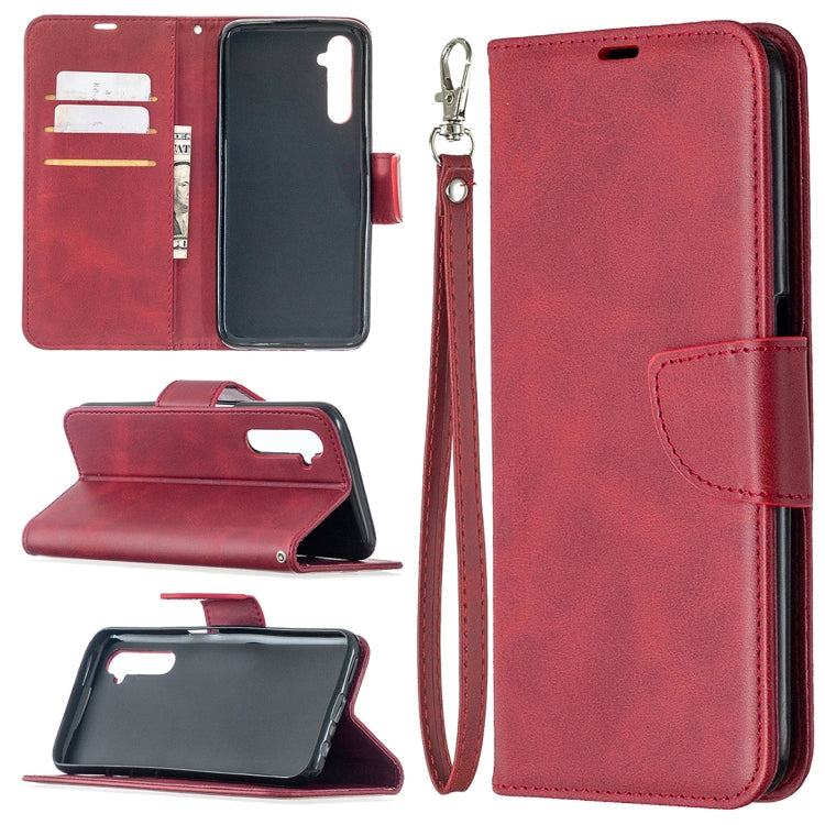 For OPPO Realme 6 Retro Lambskin Texture Pure Color Horizontal Flip PU Leather Case, with Holder & Card Slots & Wallet & Lanyard