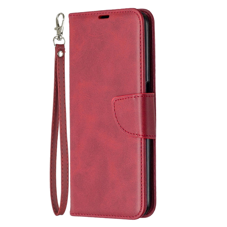 For OPPO Realme 6 Retro Lambskin Texture Pure Color Horizontal Flip PU Leather Case, with Holder & Card Slots & Wallet & Lanyard