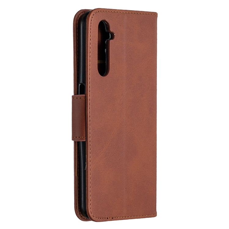 For OPPO Realme 6 Retro Lambskin Texture Pure Color Horizontal Flip PU Leather Case, with Holder & Card Slots & Wallet & Lanyard