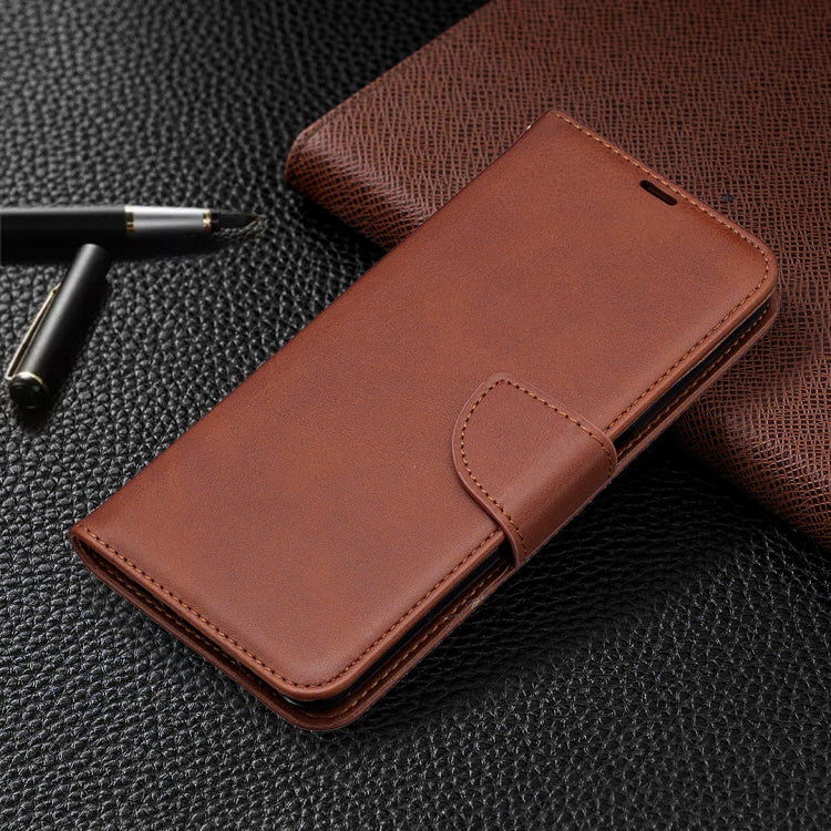 For OPPO Realme 6 Retro Lambskin Texture Pure Color Horizontal Flip PU Leather Case, with Holder & Card Slots & Wallet & Lanyard