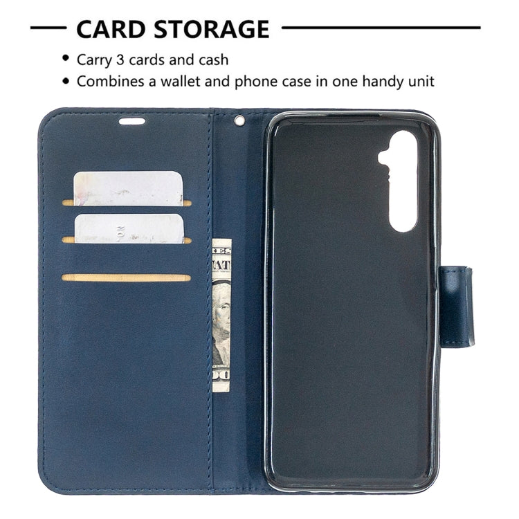 For OPPO Realme 6 Retro Lambskin Texture Pure Color Horizontal Flip PU Leather Case, with Holder & Card Slots & Wallet & Lanyard