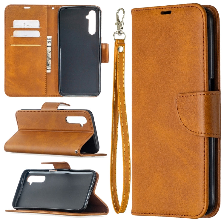 For OPPO Realme 6 Retro Lambskin Texture Pure Color Horizontal Flip PU Leather Case, with Holder & Card Slots & Wallet & Lanyard