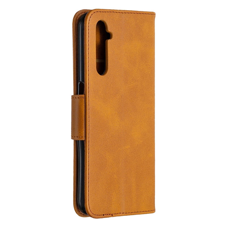 For OPPO Realme 6 Retro Lambskin Texture Pure Color Horizontal Flip PU Leather Case, with Holder & Card Slots & Wallet & Lanyard