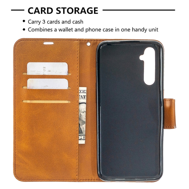 For OPPO Realme 6 Retro Lambskin Texture Pure Color Horizontal Flip PU Leather Case, with Holder & Card Slots & Wallet & Lanyard