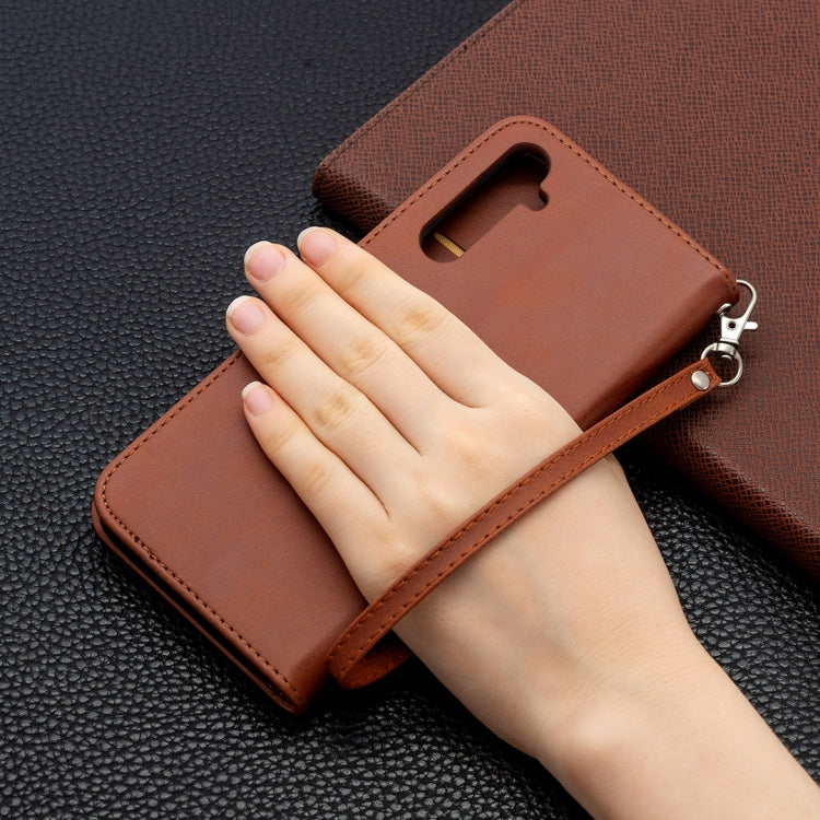 For OPPO Realme 6 Pro Retro Lambskin Texture Pure Color Horizontal Flip PU Leather Case, with Holder & Card Slots & Wallet & Lanyard