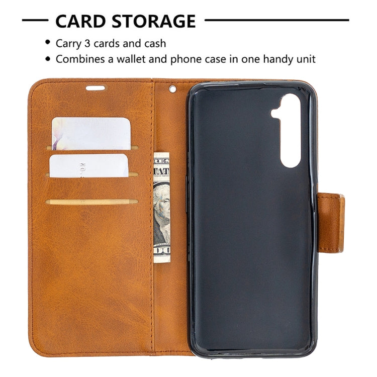 For OPPO Realme 6 Pro Retro Lambskin Texture Pure Color Horizontal Flip PU Leather Case, with Holder & Card Slots & Wallet & Lanyard