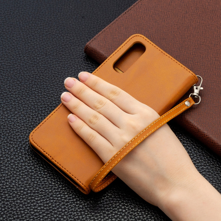 For OPPO Reno3 Pro Retro Lambskin Texture Pure Color Horizontal Flip PU Leather Case, with Holder & Card Slots & Wallet & Lanyard