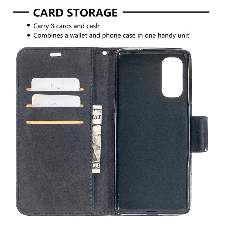 For OPPO Reno4 Pro 5G Retro Lambskin Texture Pure Color Horizontal Flip PU Leather Case, with Holder & Card Slots & Wallet & Lanyard